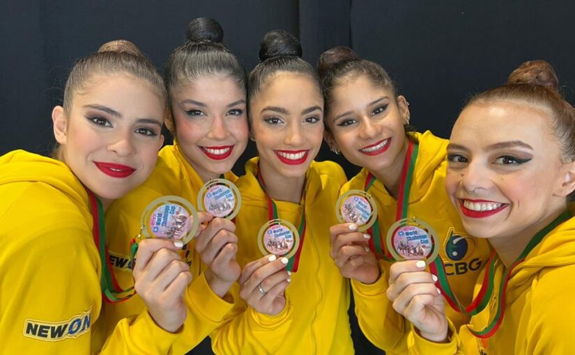 Com capixaba, conjunto brasileiro conquista ouro inédito na Challenge Cup de ginástica rítmica